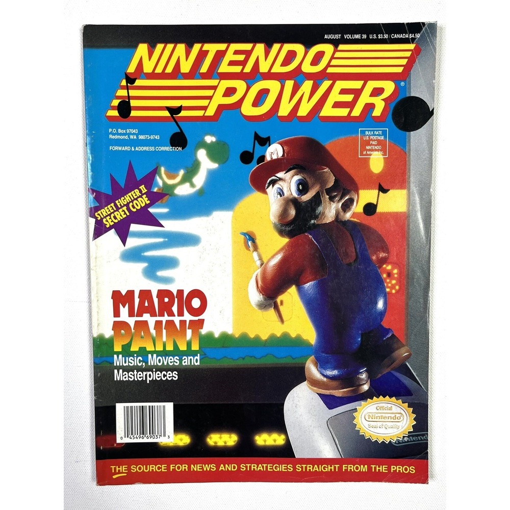 Nintendo Power Magazine 1992 Volume 39 Mario Paint Felix the Cat Poster Insert